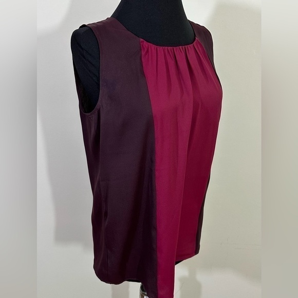 Loft sz sm top silky feel sleeveless, Front is a raspberry and remainder is brn - Picture 7 of 10